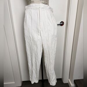 80s White Cotton Linen Slacks